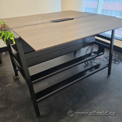 Set of 2 Steelcase Bivi Walnut Benching System Tables 60" x 24"